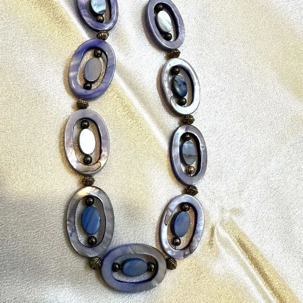 Blue oval Abalone necklace